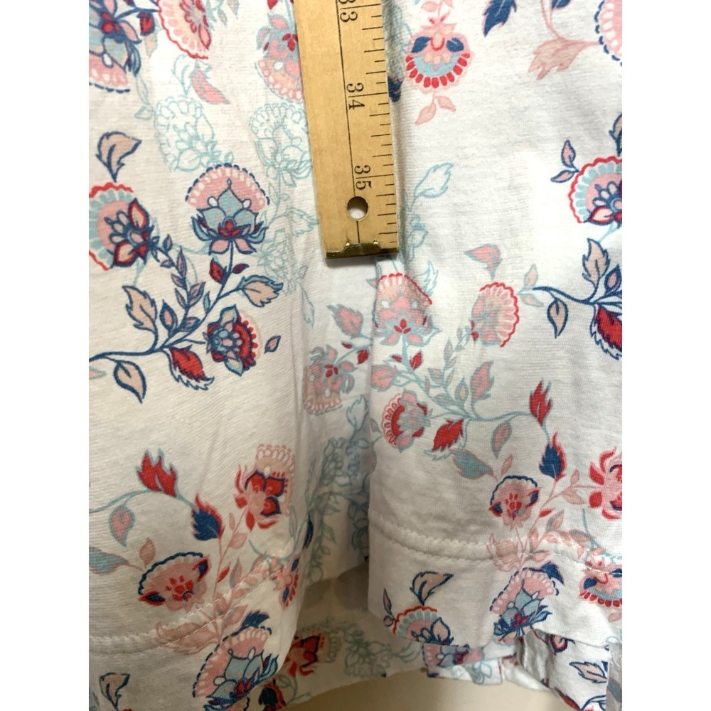 Garnet Hill Robe Womens XL White Pink Floral 100% "Green Cotton" Long Pockets - Picture 8 of 14